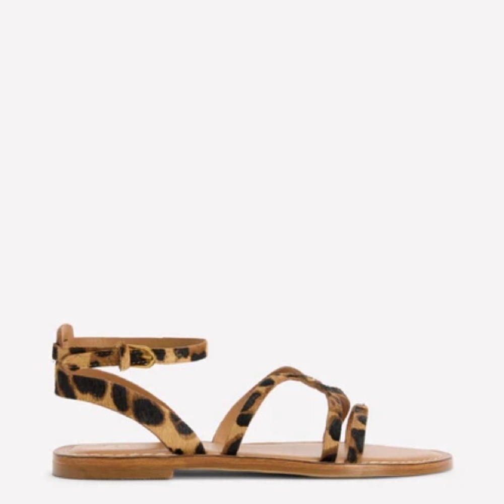 Boden Casual Flat Calf Hair Sandal in Leopard